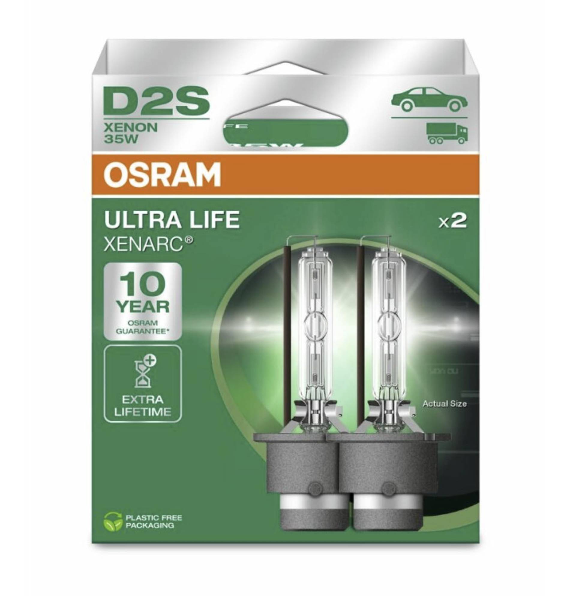 OSRAM XENARC ULTRA LIFE D2S HID Xenon-Brenner, Entladungslampe, 66240ULT-2HB, Duobox (2 Stück) von Osram