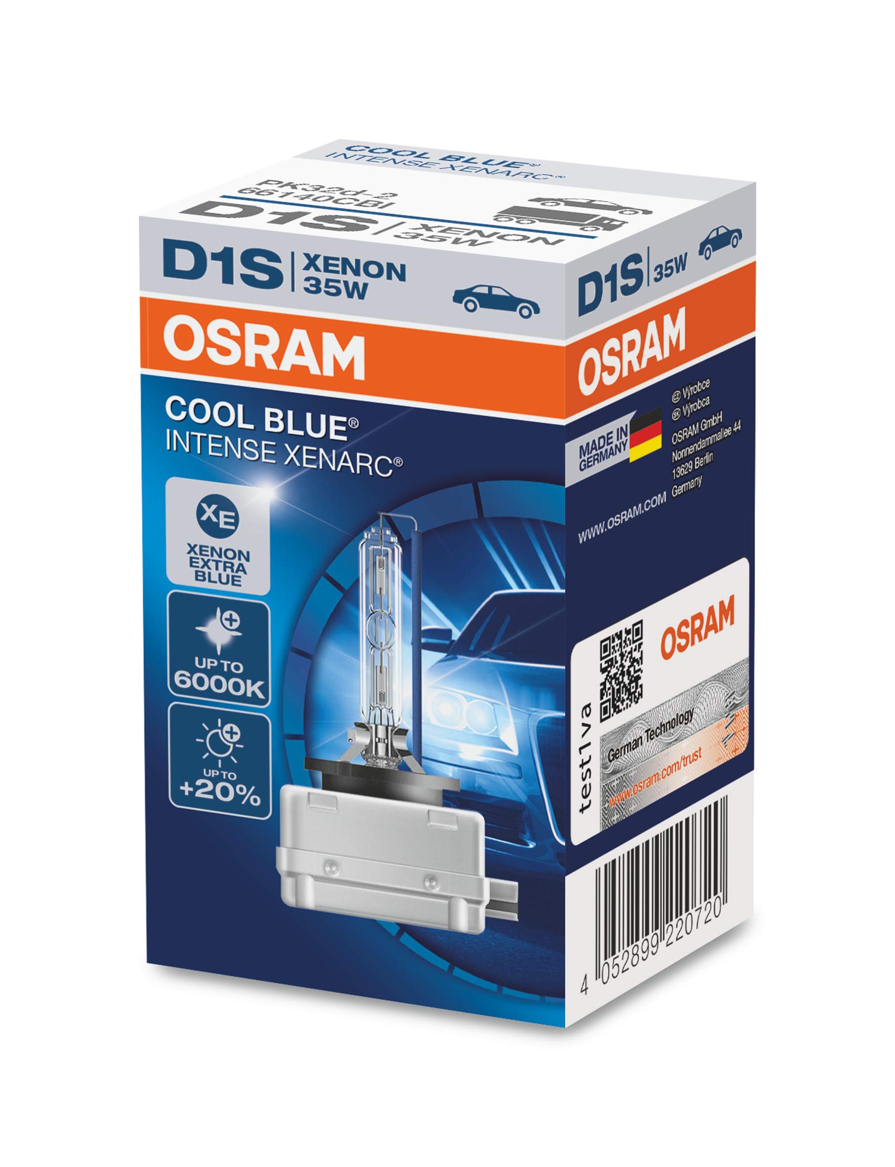 Osram Xenarc COOL BLUE INTENSE D1S HID Xenon-Brenner, Entladungslampe, 66140CBI, Faltschachtel (1 Stück) von Osram