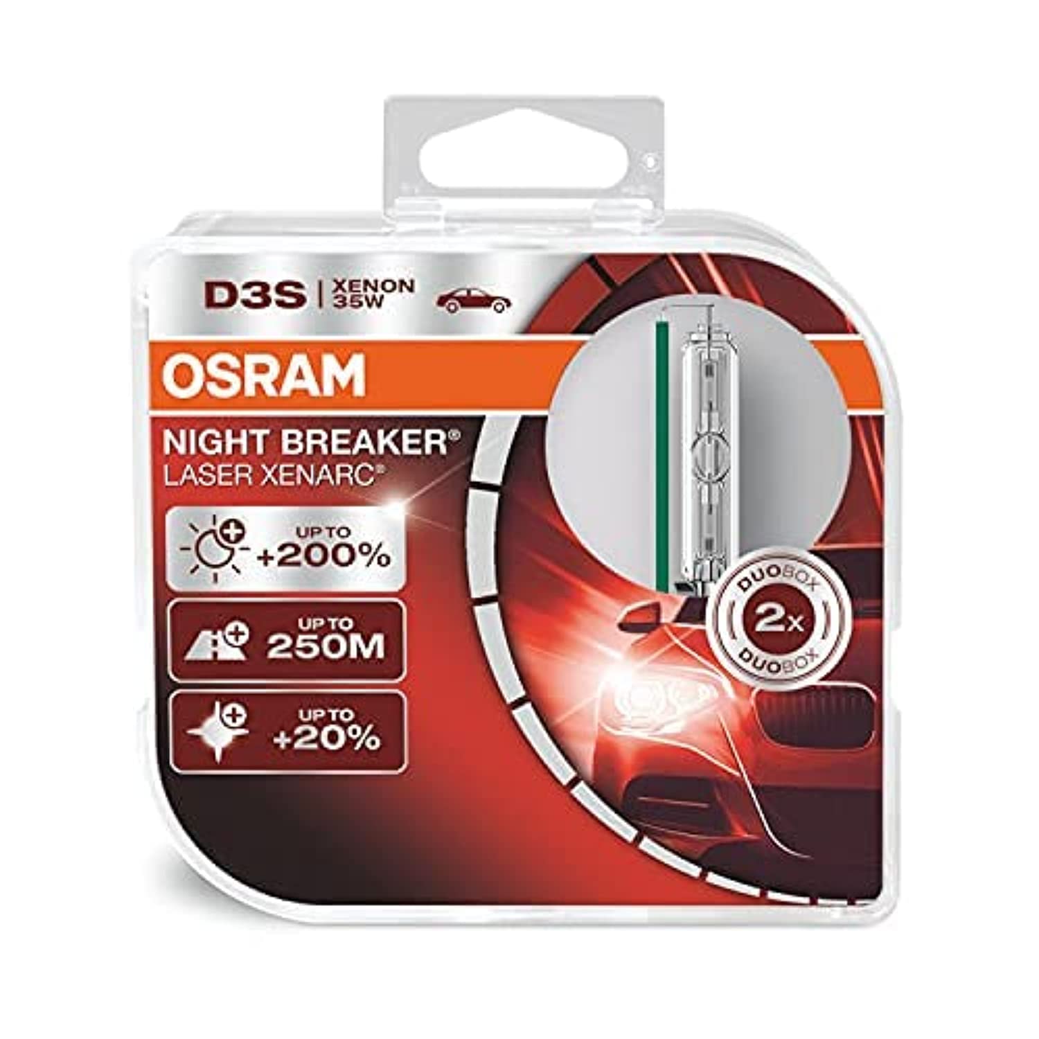 Osram Xenarc Night Breaker Laser D3S, +200 % mehr Helligkeit, HID Xenon-Scheinwerferlampe, 66340XNL-HCB, Duo Box (2 Lampen) von Osram