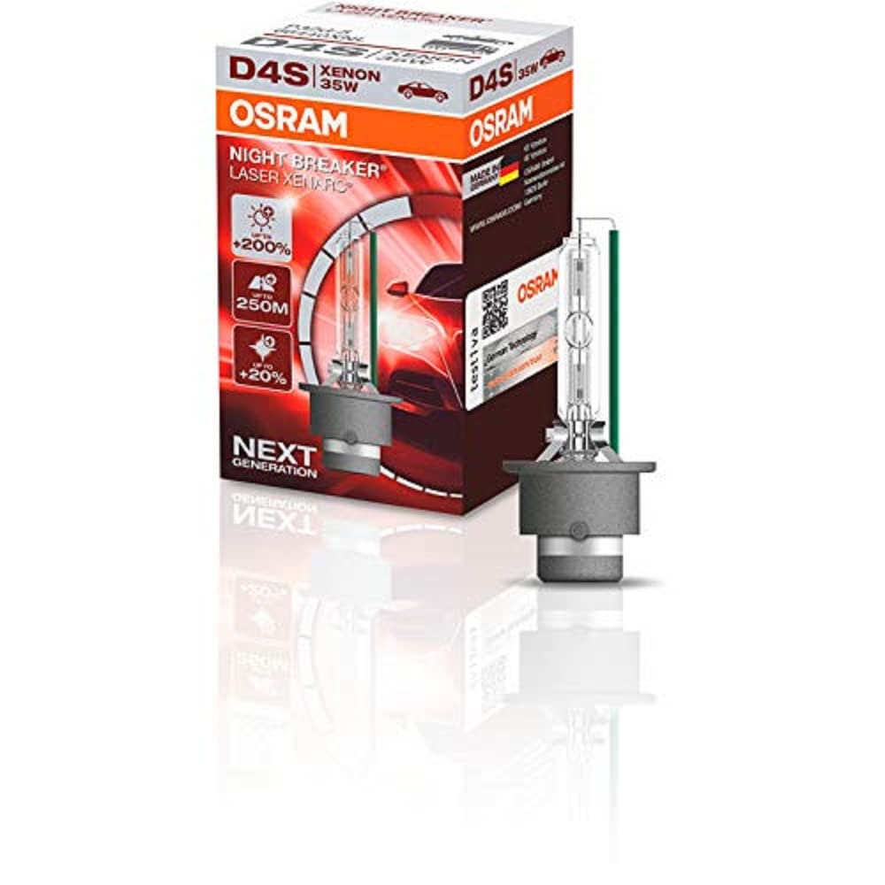 OSRAM XENARC NIGHT BREAKER LASER D4S, +200 % mehr Helligkeit, HID Xenon-Scheinwerferlampe, 66440XNL, Faltschachtel (1 Lampe) von Osram