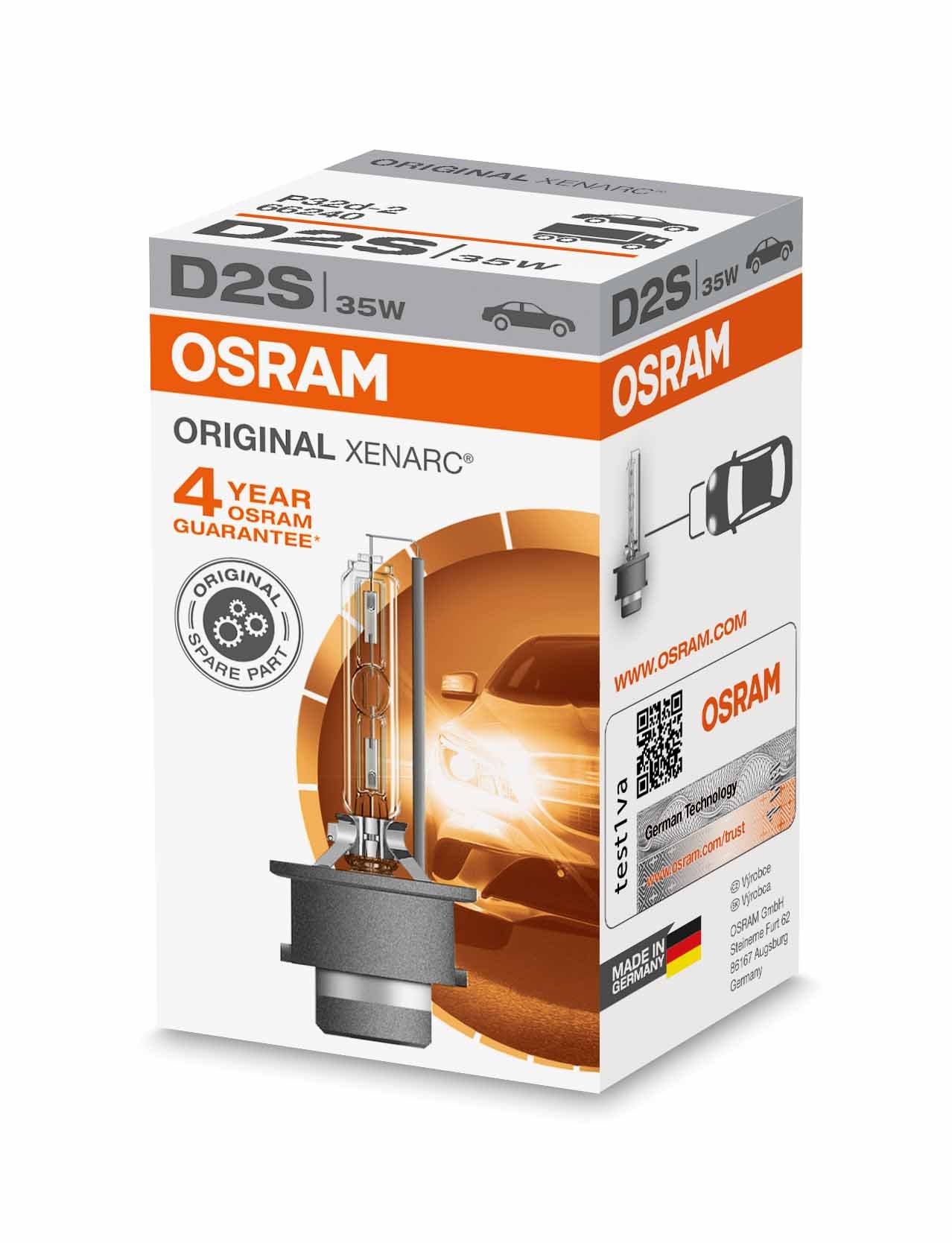 OSRAM XENARC ORIGINAL, D2S, Xenon-Scheinwerferlampe, 66240, Karton Faltschachtel (1 Lampe) von Osram