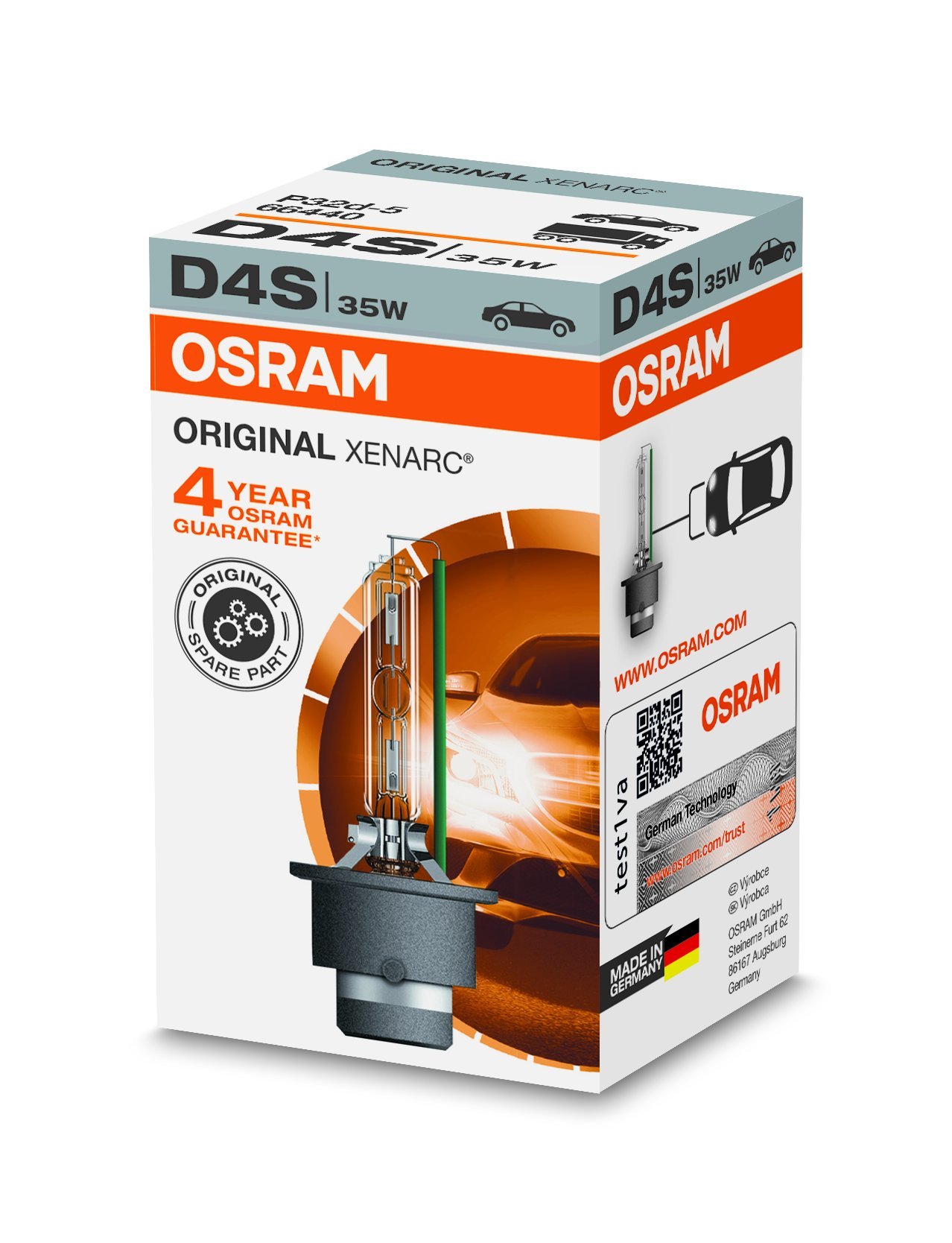 Osram XENARC ORIGINAL D4S HID Xenon-Brenner, Entladungslampe, Erstausrüsterqualität OEM, 66440, Faltschachtel (1 Stück) von Osram