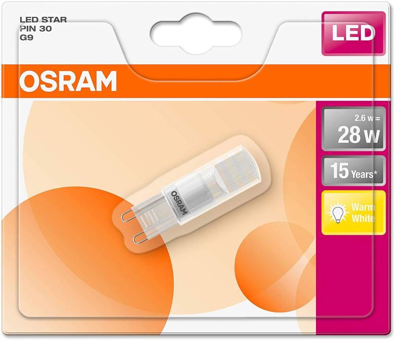 Osram 3 x ST Pin LED Lampe G9 2,6 W Ersetzt 28W Glühbirne Warmweiß 2700K EEK A++ von Osram