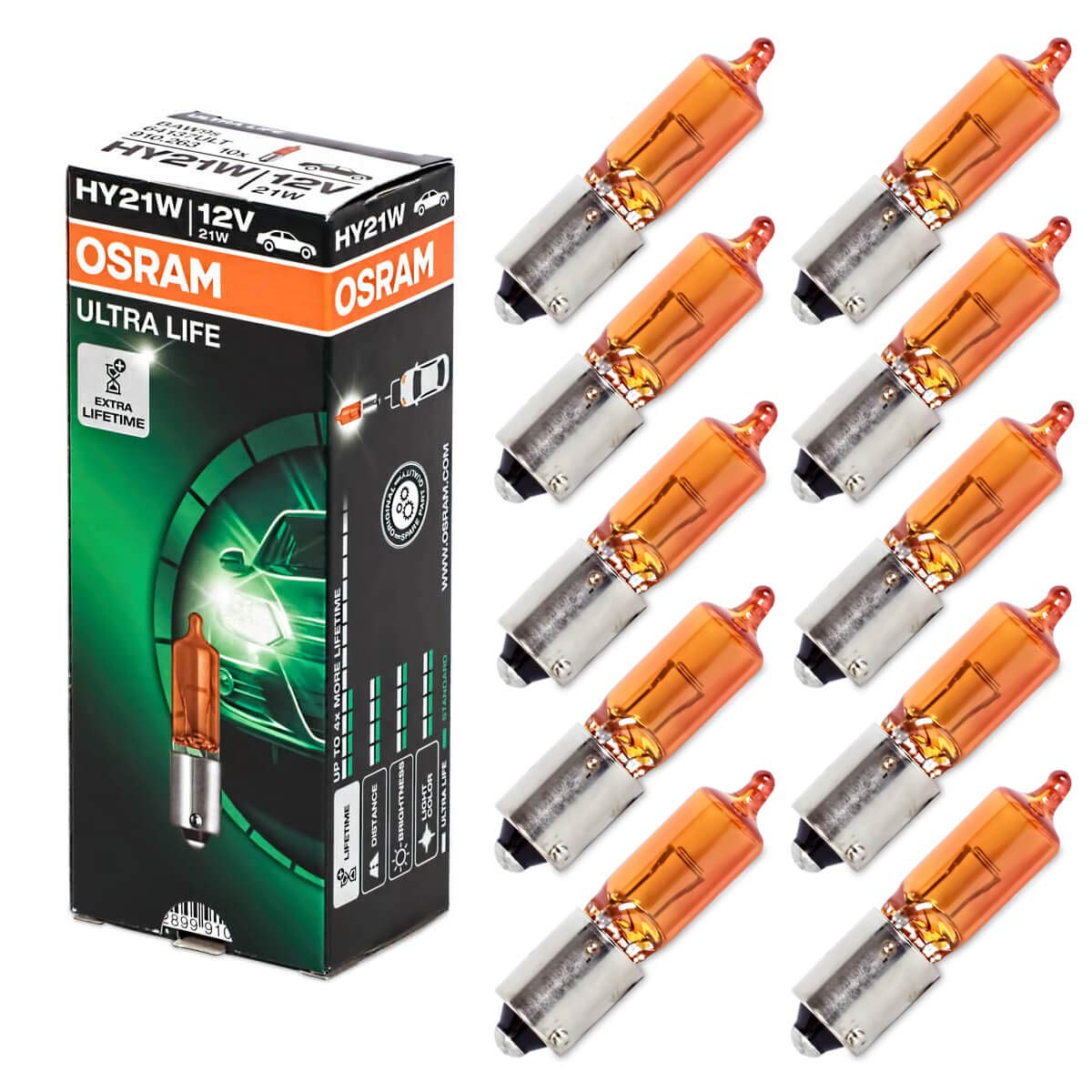 Osram 64137L Original Frontscheinwerfer HY21W, 12V, Faltschachtel, Anzahl 10 Osram 64137L Original Frontscheinwerfer HY21W, 12V, Faltschachtel, Anzahl 10 von Osram