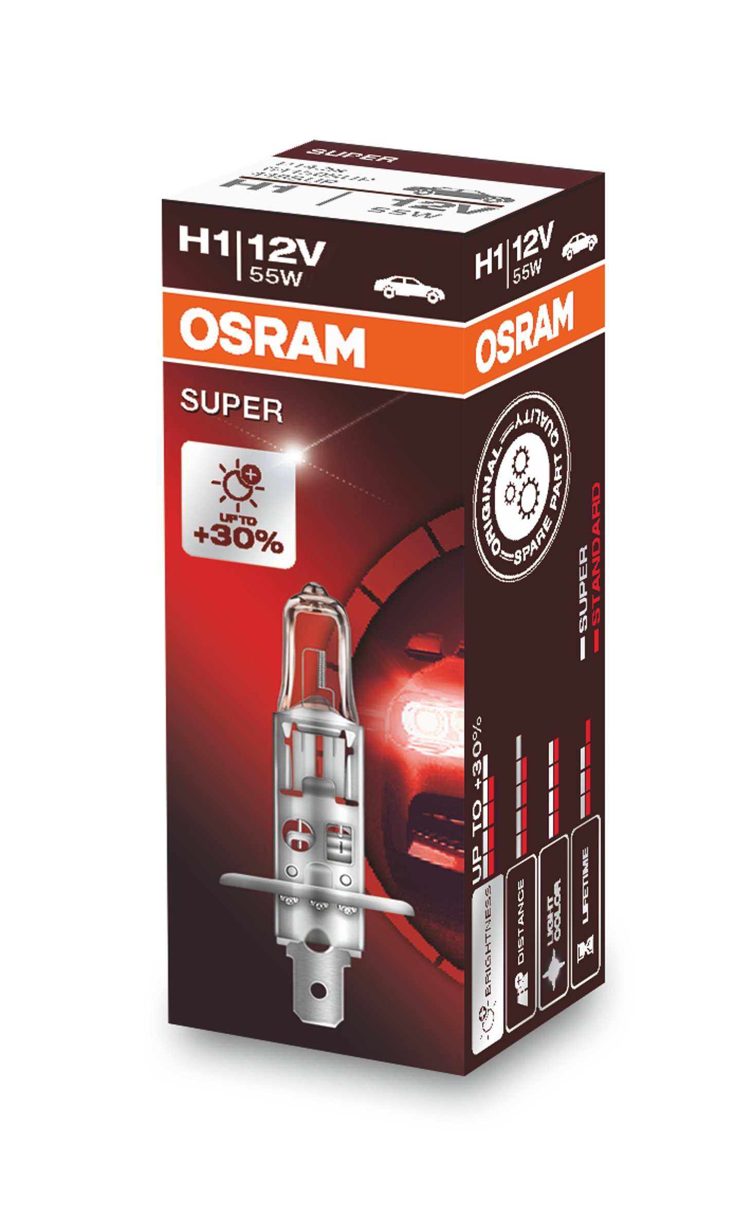 Osram 64150SUP SUPER H1, Halogen-Scheinwerferlampe, 12V, 1er Faltschachtel von Osram