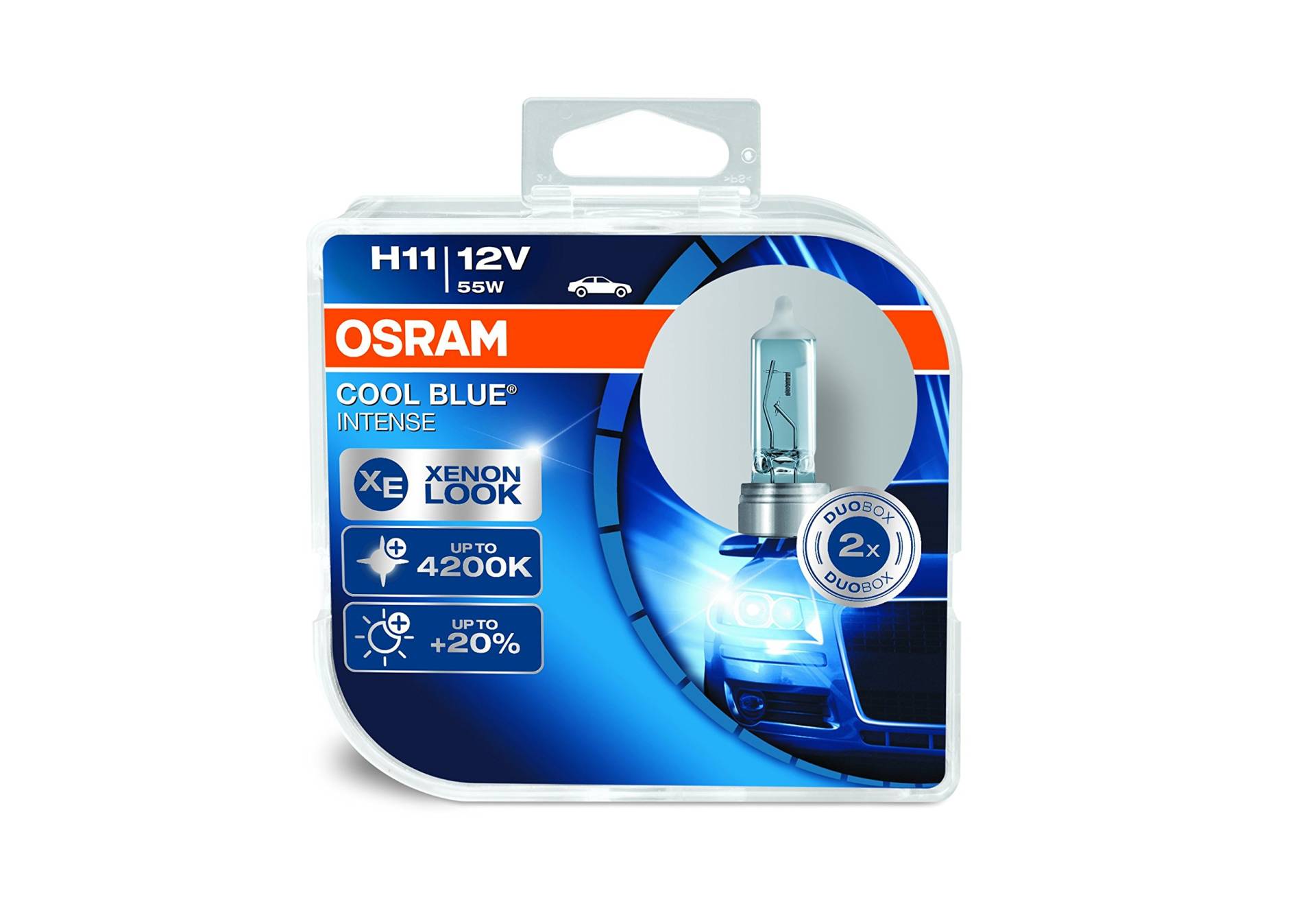Osram 64211CBI-HCB Cool Blue Intense H11 Halogen, Scheinwerferlampe, 12 V, Duo Box, Anzahl 2 von Osram