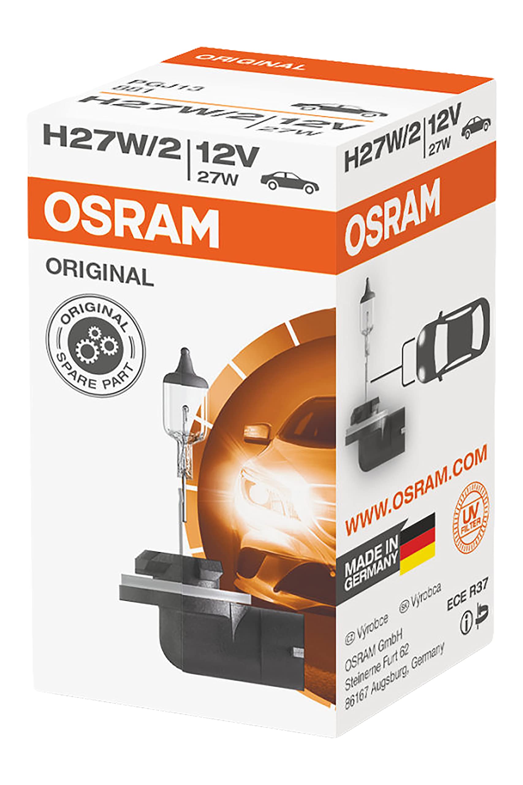 Osram 881 Lampe, H27/2, 12V, 27W, PGJ13, 1 Stück im Karton von Osram