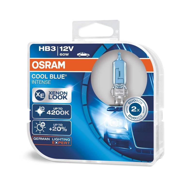 Osram 9005CBI-HCB COOL BLUE INTENSE HB3 Halogen, Scheinwerferlampe, 12V, Duo Box, 2 Stück, Anzahl 2, White von Osram