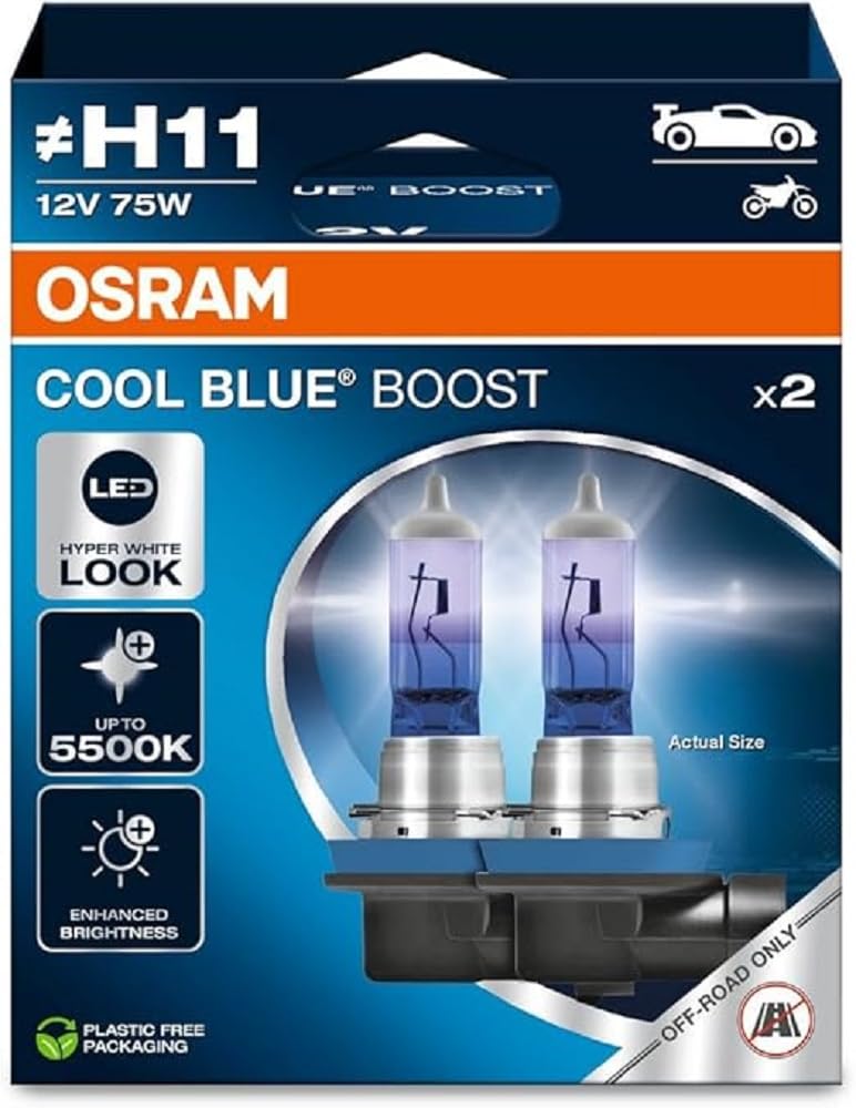 Osram COOL BLUE® BOOST, H11, Halogen-Scheinwerferlampen, Hängebox, offroad von Osram