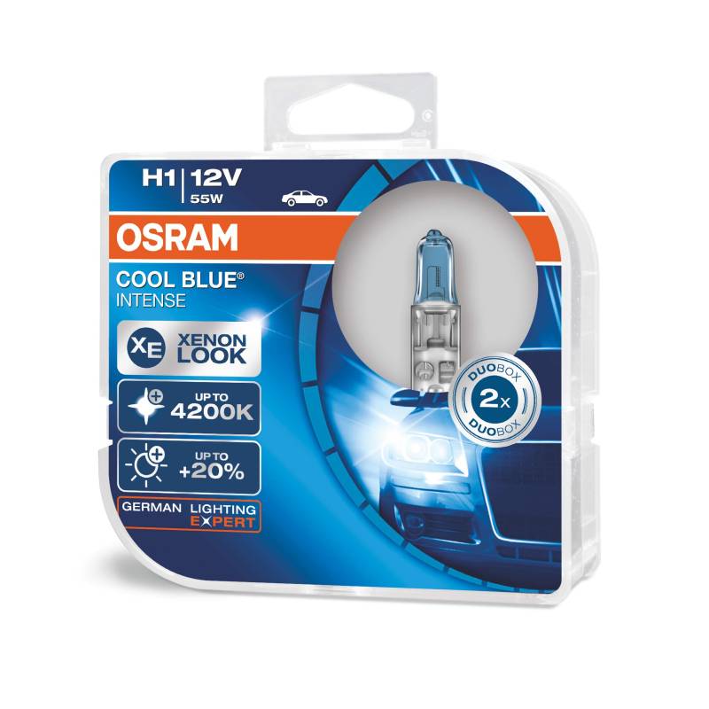 Osram COOL BLUE INTENSE H1, Halogen-Scheinwerferlampe, 64150CBI-HCB, 12V PKW, Duobox (2 Stück) von Osram