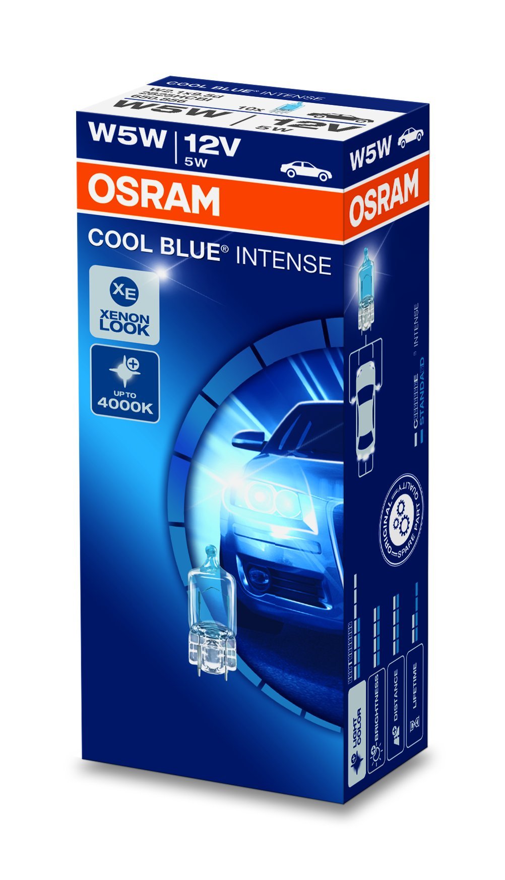 Osram 2825HCBI COOL BLUE INTENSE W5W, Kennzeichenbeleuchtung, 2825HCBI, 12V, 10er Faltschachtel, Anzahl 10 von Osram