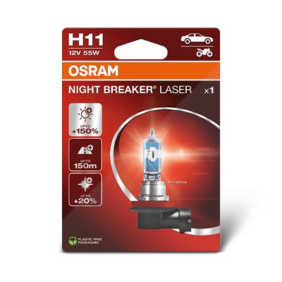 Osram H11 NIGHT BREAKER LASER Glühlampe 1er Blister [Hersteller-Nr. 64211NL] für Abarth, Alfa Romeo, Alpina, Audi, BMW, Cadillac, Chevrolet, Chrysler, von Osram