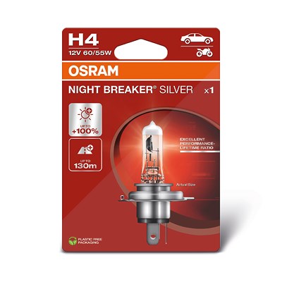Osram H4 NIGHT BREAKER SILVER Glühlampe 1er Blister [Hersteller-Nr. 64193NBS] für Abarth, Alfa Romeo, Audi, Autobianchi, BMW, Chevrolet, Chrysler, Cit von Osram