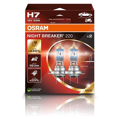Osram H7 NIGHT BREAKER 220 Glühlampe 2er Box [Hersteller-Nr. 64210NB220-2HB] von Osram
