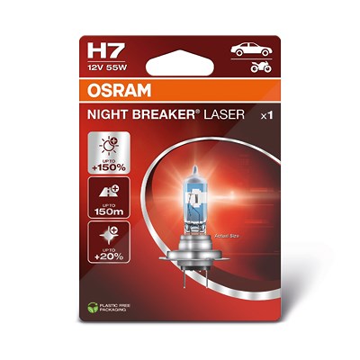 Osram H7 NIGHT BREAKER LASER Glühlampe 1er Blister [Hersteller-Nr. 64210NL] für Abarth, Alfa Romeo, Alpina, Audi, BMW, Chevrolet, Chrysler, Citroën, D von Osram