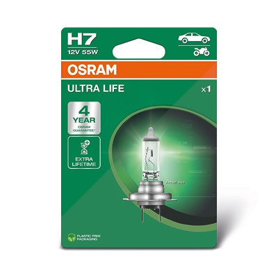 Osram H7 ULTRALIFE Glühlampe 1er Blister [Hersteller-Nr. 64210ULT] für Abarth, Alfa Romeo, Alpina, Audi, BMW, Chevrolet, Chrysler, Citroën, Dacia, Dae von Osram