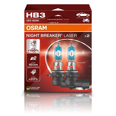 Osram HB3 NIGHT BREAKER LASER Glühlampe - Faltschachtel [Hersteller-Nr. 9005NL-2HB] von Osram
