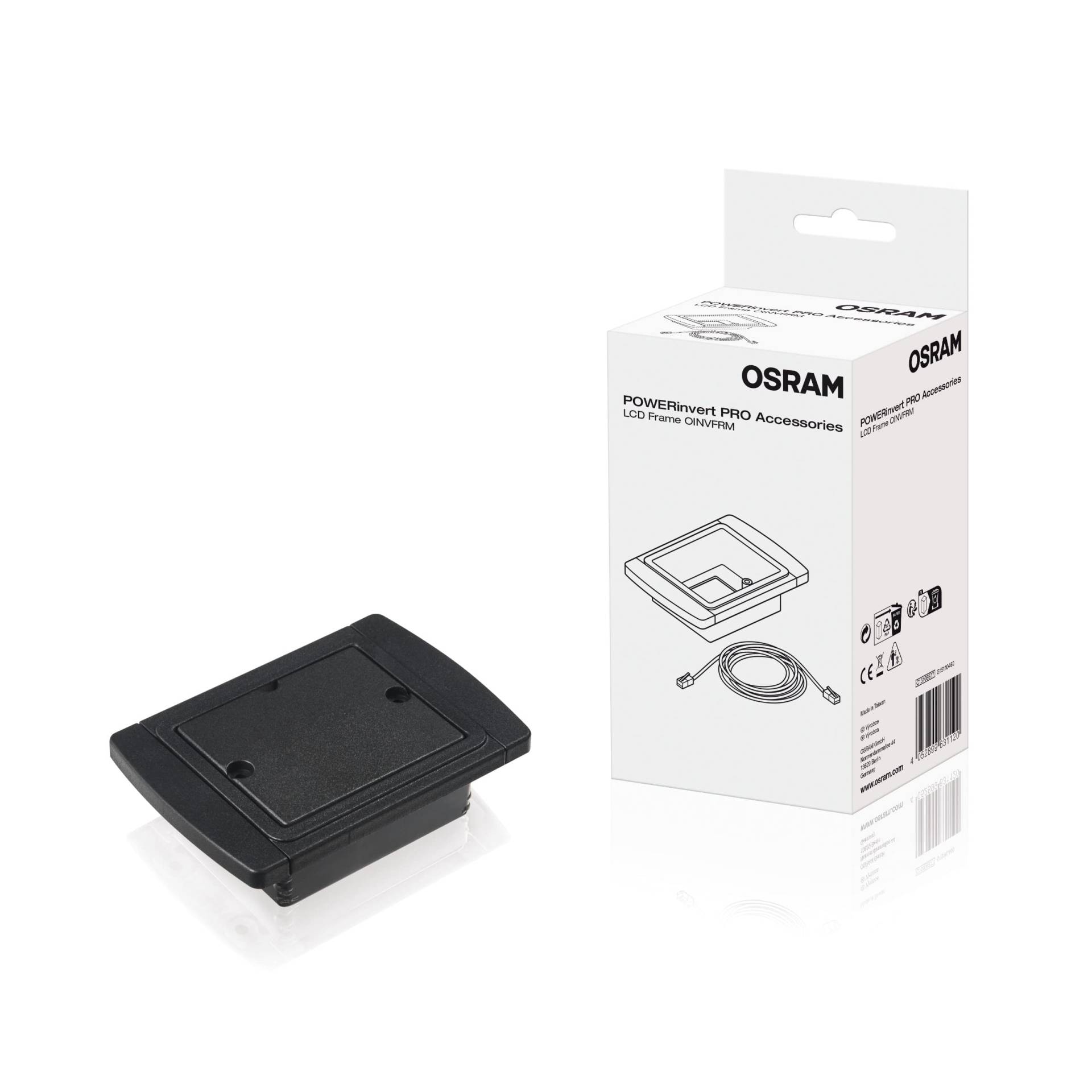OSRAM LCD Frame, OINVFRM, Zubehör für Wechselrichter, Rahmen für integrierten LCD-Bildschirm, zur bequemen Platzierung des Displays abseits des Wechselrichters von Osram