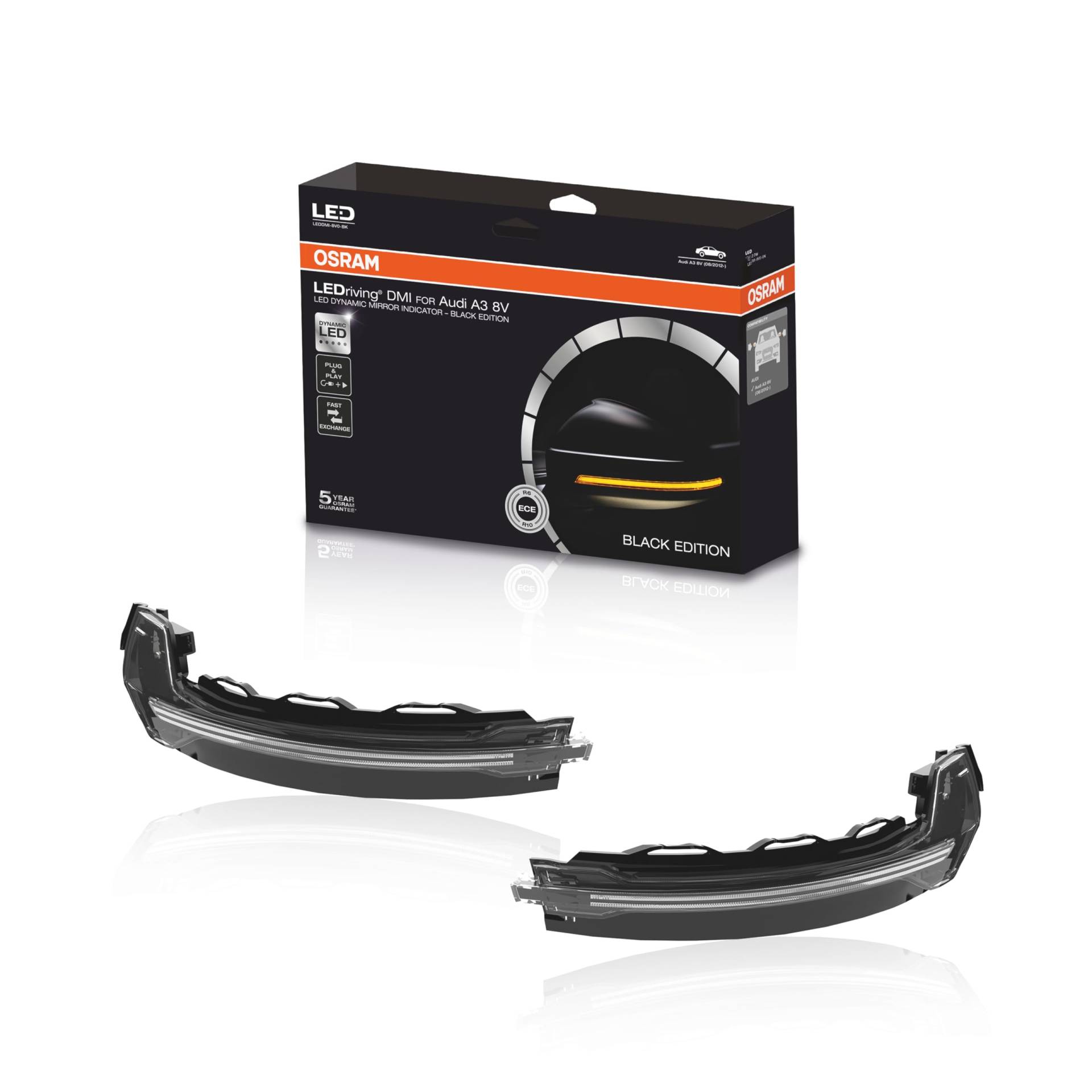 Osram LEDDMI 8V0 BK S LEDriving dynamischer LED Spiegelblinker - Black Edition, Audi A3 8V, Set of 2 von Osram