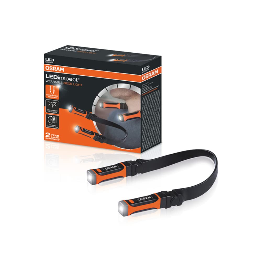 OSRAM LEDIL413 LEDInspect WEARABLE NECK LIGHT, LED-Inspektionsleuchte, 6500K, wiederaufladbare Nackenleuchte, abnehmbare Taschenlampen mit zwei Lichtfunktionen, freihändiges Arbeiten OSRAM LEDIL413 LEDInspect WEARABLE NECK LIGHT, LED-Inspektionsleuchte, 6500K, wiederaufladbare Nackenleuchte, abnehmbare Taschenlampen mit zwei Lichtfunktionen, freihändiges Arbeiten von Osram