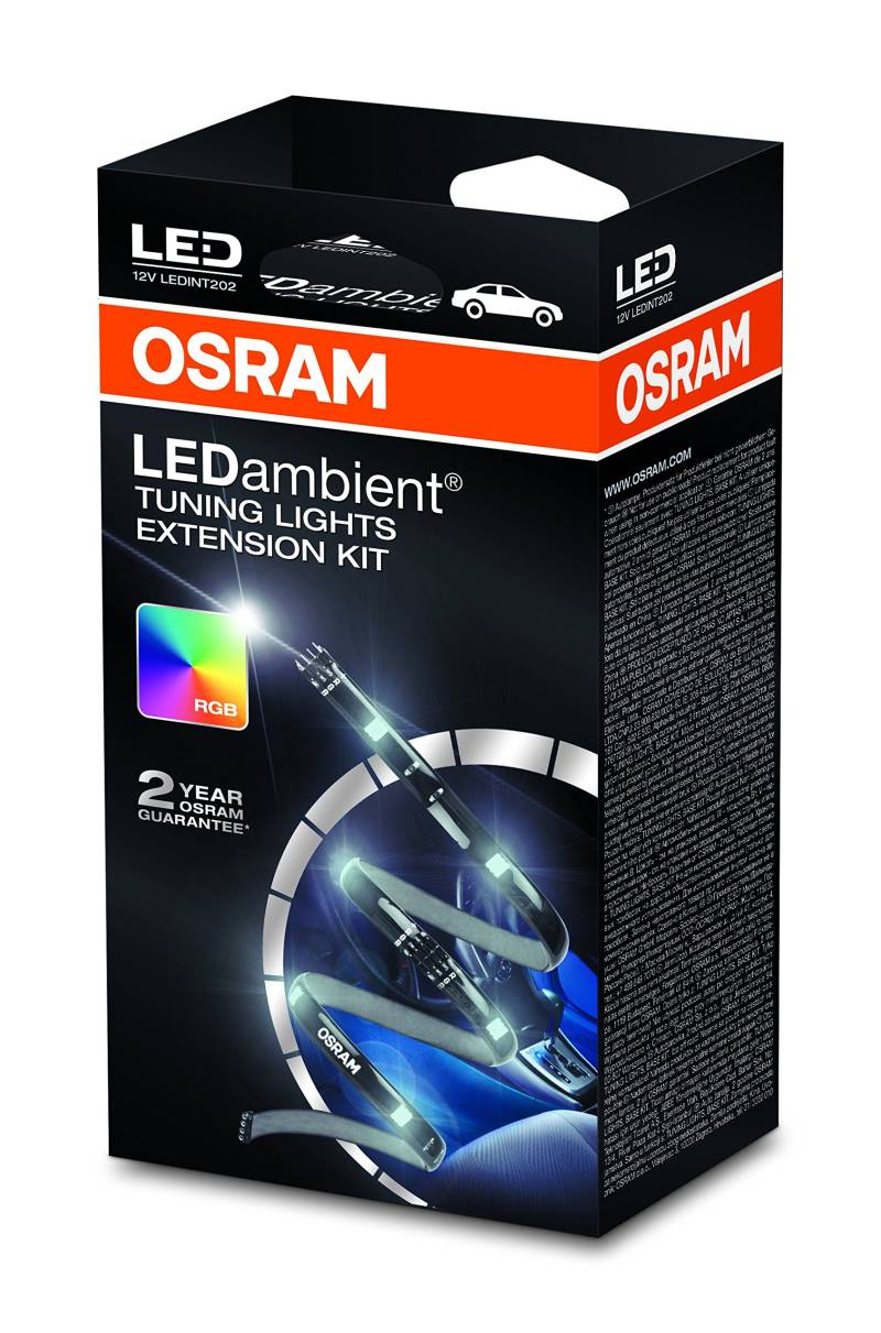 Osram LEDambient Tuning Lights Extension-Kit, Erweiterungskit für LEDINT201, Fahrzeug-Innenraumbeleuchtung, LEDINT202, 16 Farben, 5 Modi, Steuerung über Fernbedienung, 12V, Faltschachtel (1 Stück) von Osram