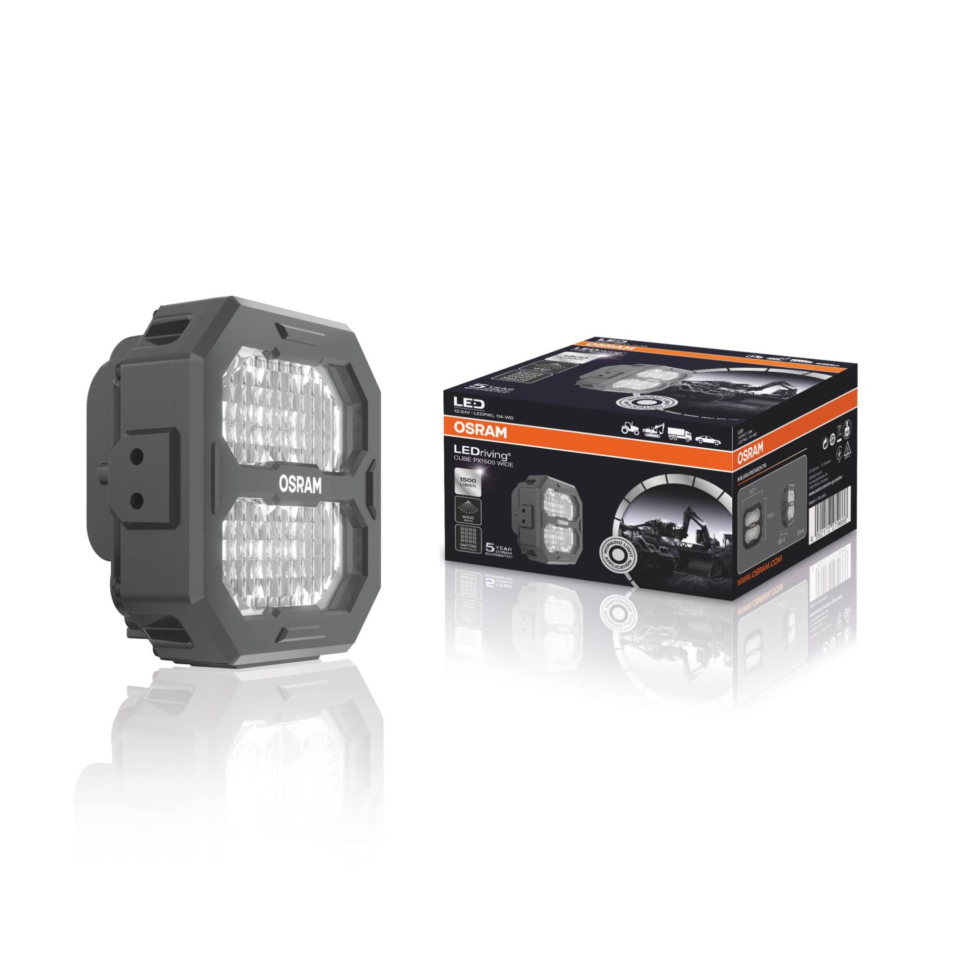 OSRAM LEDriving® Cube PX1500 Wide, LEDPWL114-WD, OFF ROAD, LED Arbeitsscheinwerfer, 1500 Lumen, Faltschachtel (1 Lampe) von Osram