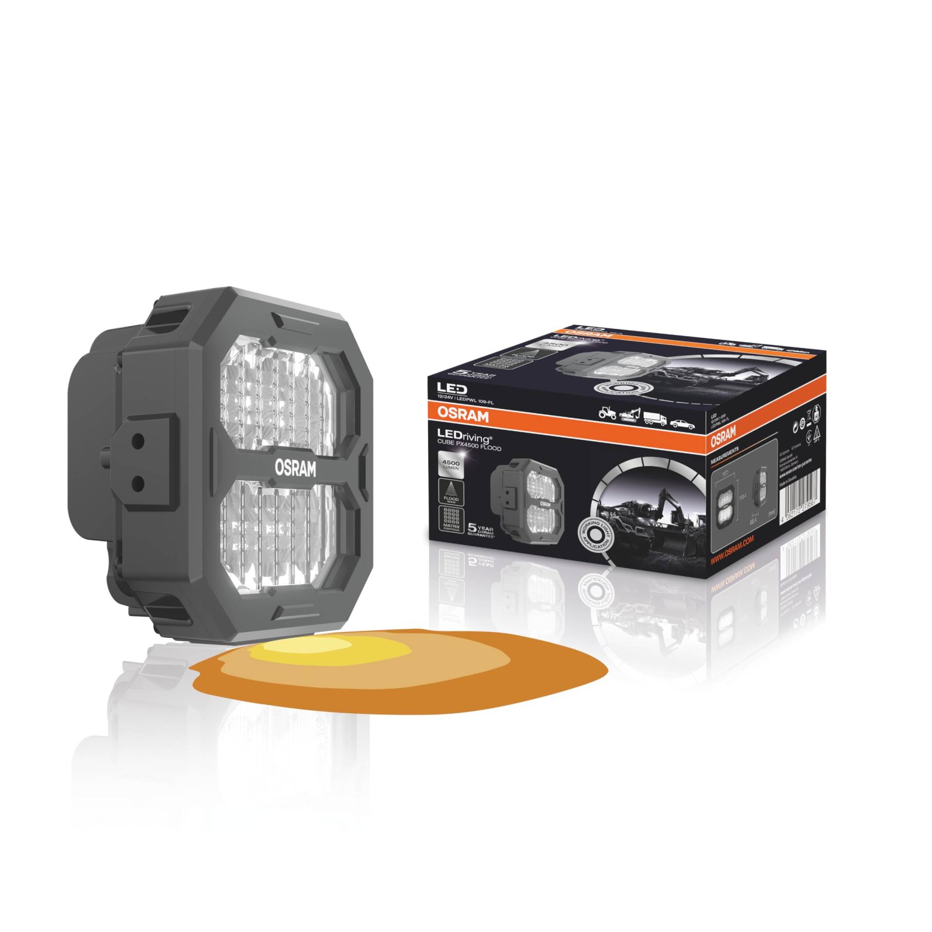 OSRAM LEDriving® Cube PX4500 Flood, LEDPWL109-FL, OFF ROAD, LED Arbeitsscheinwerfer, 4500 Lumen, Faltschachtel (1 Lampe) von Osram