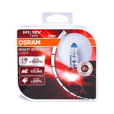 Osram NIGHT BREAKER® LASER H1 NEXT GEN Duobox [Hersteller-Nr. 64150NL-HCB] für Abarth, Alfa Romeo, Alpina, Audi, BMW, Chevrolet, Citroën, Dacia, Daewo von Osram