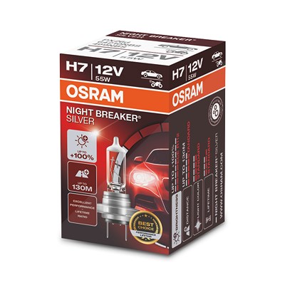 Osram NIGHT BREAKER® SILVER H7 Faltschachtel [Hersteller-Nr. 64210NBS] für Abarth, Alfa Romeo, Alpina, Audi, BMW, Chevrolet, Chrysler, Citroën, Dacia, von Osram