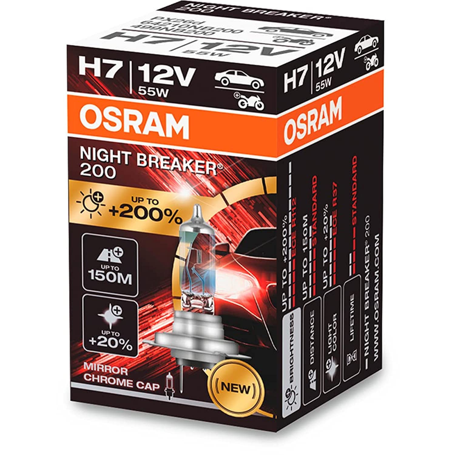 Osram Night Breaker 200 Laser Halogen Birne - H7 - 12V/55W - pro stück von Osram