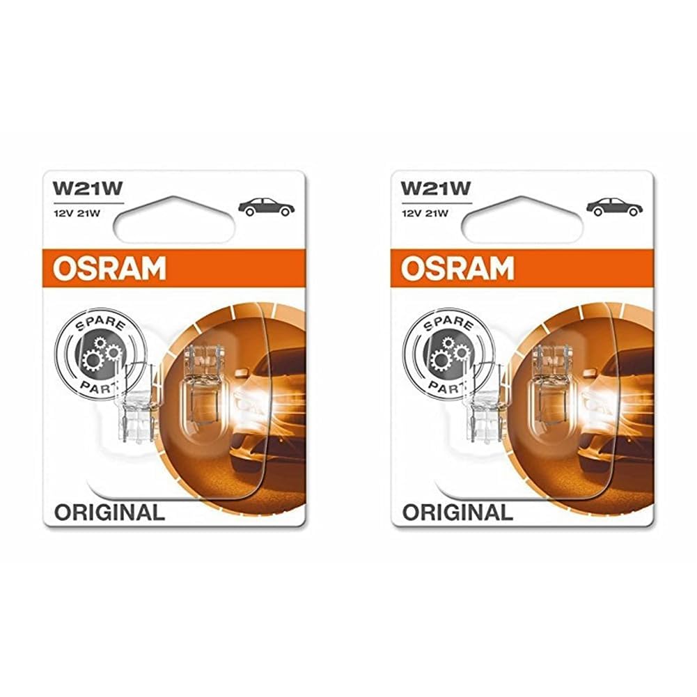 Osram ORIGINAL W21W Halogen, Nebelschluss-/Brems-/Schluss- und Rückfahrlicht, Blinker hinten/vorne, 7505-02B, 12V PKW, Doppelblister (2 Stück) (Packung mit 2) von Osram