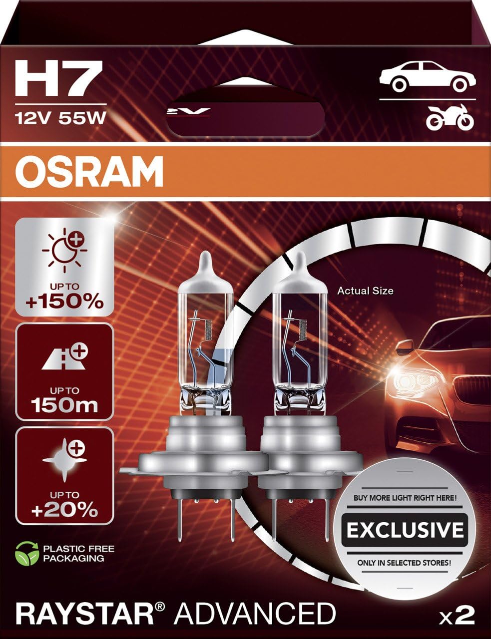 Osram Scheinwerferlampe H7 Raystar Advanced 2.0 2 Stück Scheinwerferlampe Osram Scheinwerferlampe H7 Raystar Advanced 2.0 2 Stück Scheinwerferlampe von Osram
