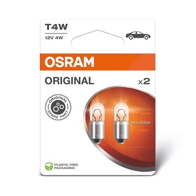 Osram T4W ORIGINAL Glühlampe 2er Blister [Hersteller-Nr. 3893] für Alfa Romeo, Audi, Austin, BMW, Chrysler, Citroën, Dodge, Fiat, Ford, Hyundai, Iveco von Osram