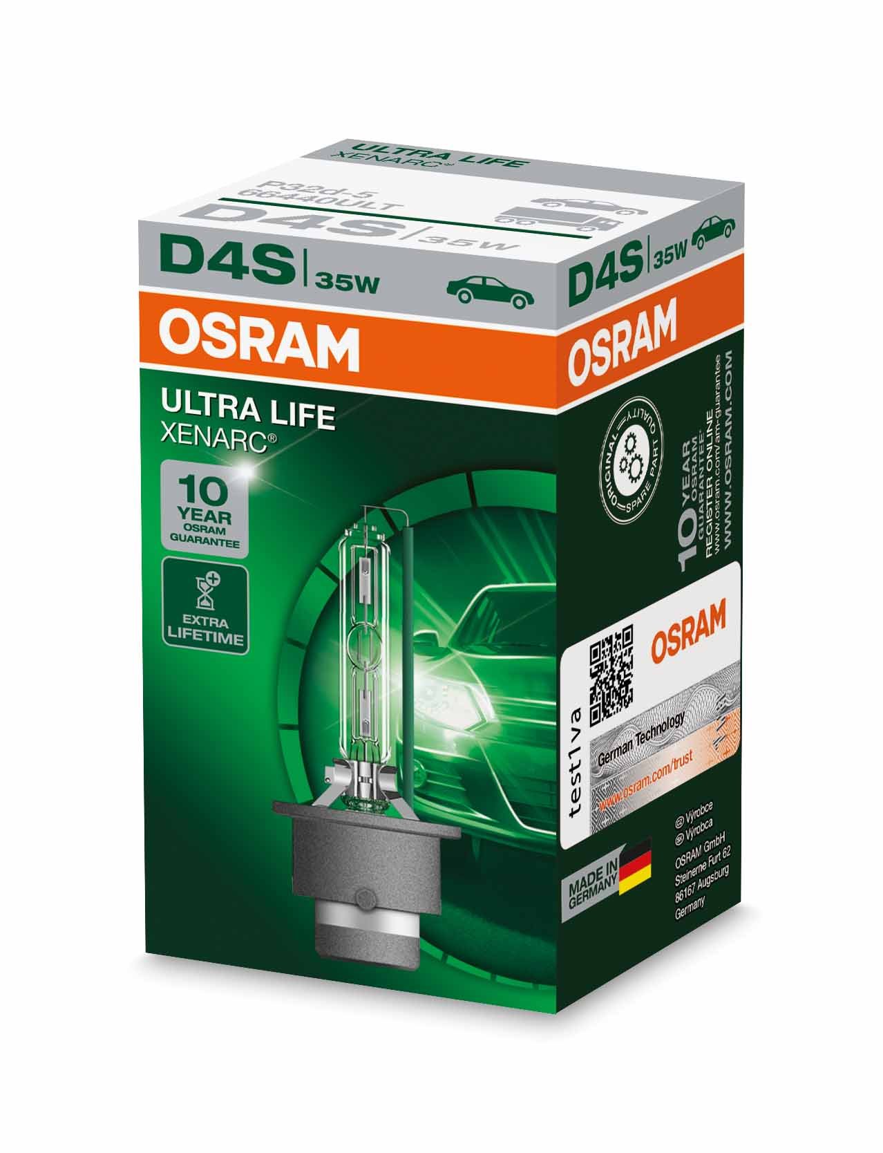 Osram XENARC ULTRA LIFE D4S HID Xenon-Brenner, Entladungslampe, 66440ULT, Faltschachtel (1 Stück) von Osram
