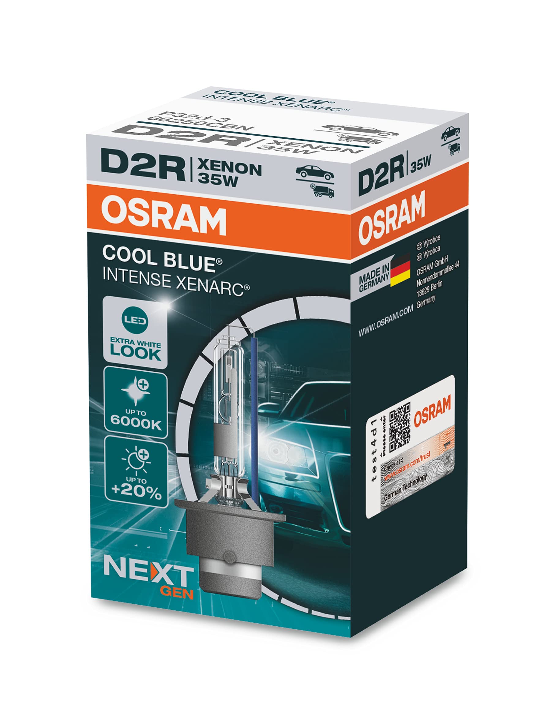Osram Xenarc Cool Blue Intense NextGen HID-Xenon Birne - D2R - 12V/35W - pro Stück (max. 6000K) von Osram