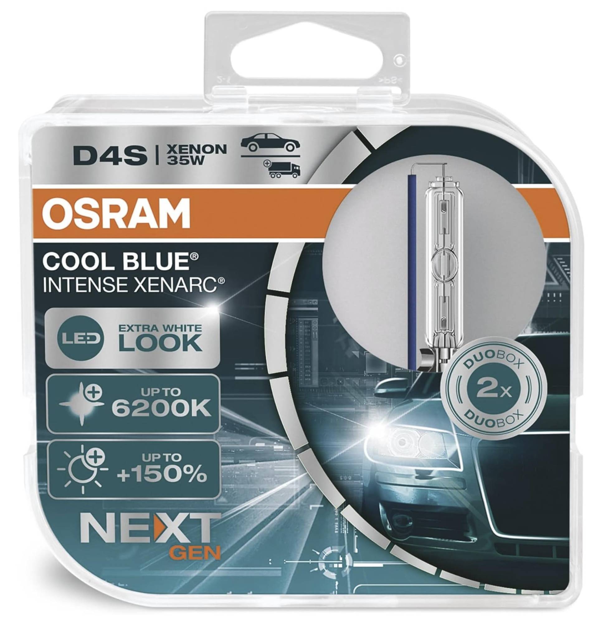 Osram Xenarc Cool Blue Intense NextGen HID-Xenon Birnen - D4S - 12V/35W - Satz à 2 Stück (max. 6200K), Duo Box von Osram