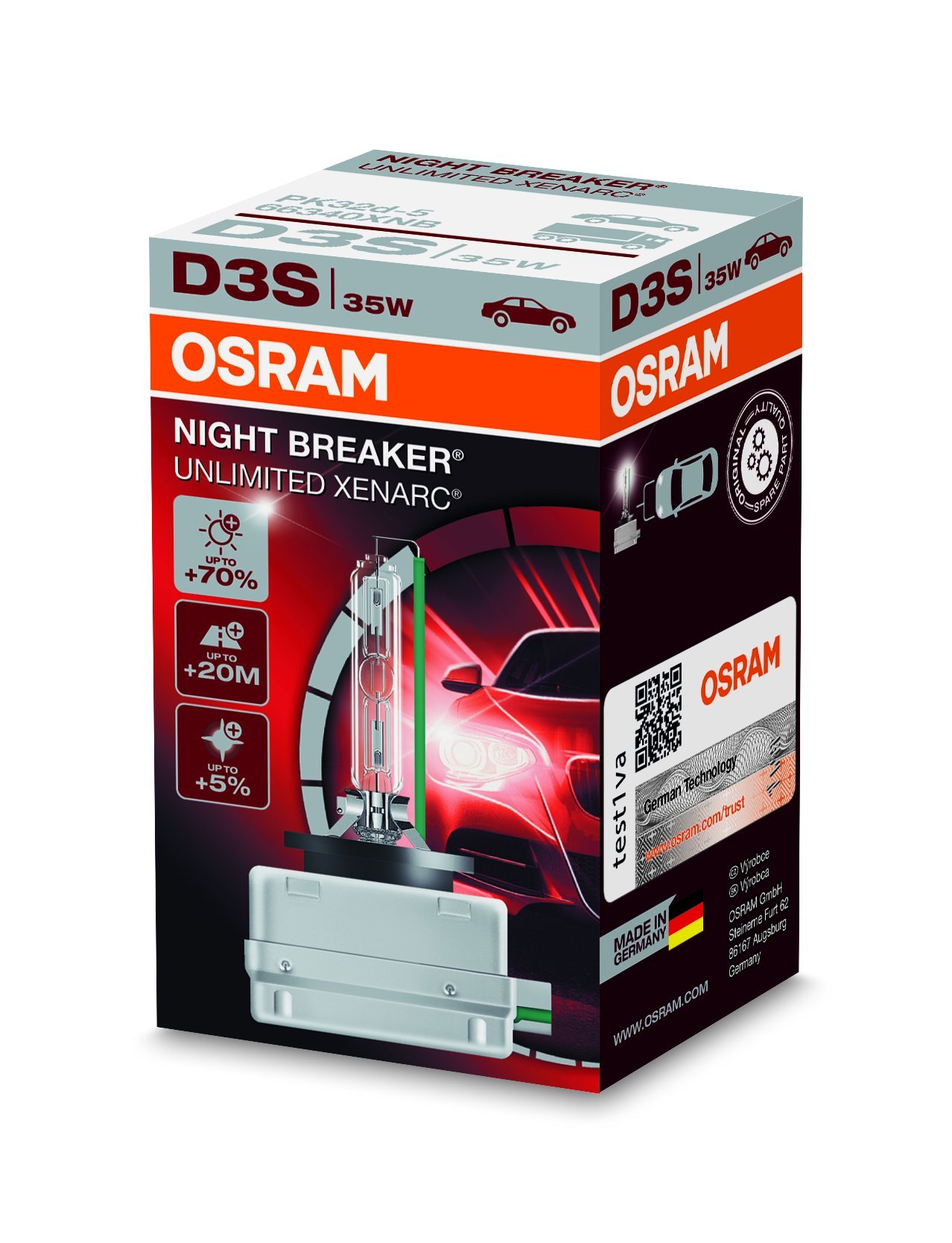 Osram Xenarc Night Breaker Unlimited HID-Xenon Birne D3S - 12V/35W - pro Stück (max. 4350K) von Osram