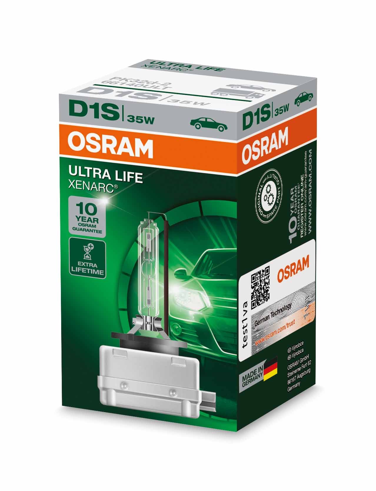 Osram Xenarc ULTRA LIFE D1S HID Xenon-Brenner, Entladungslampe, 66140ULT, Faltschachtel (1 Stück) von Osram