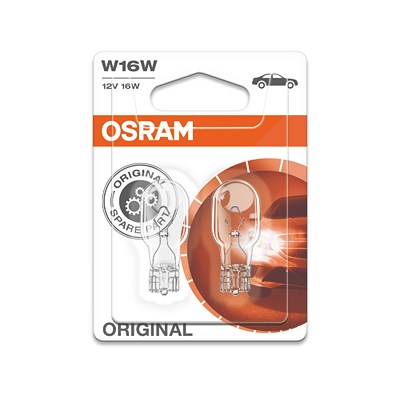 Osram W16W Glühlampe Original Blister Inhalt 2 Stk. [Hersteller-Nr. 921-02B] für Abarth, Alfa Romeo, Alpina, Audi, BMW, Chevrolet, Chrysler, Citroën, von Osram