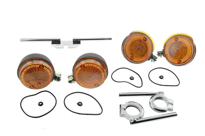 Ost2rad Blinker rund mit HALTER chrom S50 S51 S70 mit E-Prüfzeichen Set, für Simson von Ost2rad