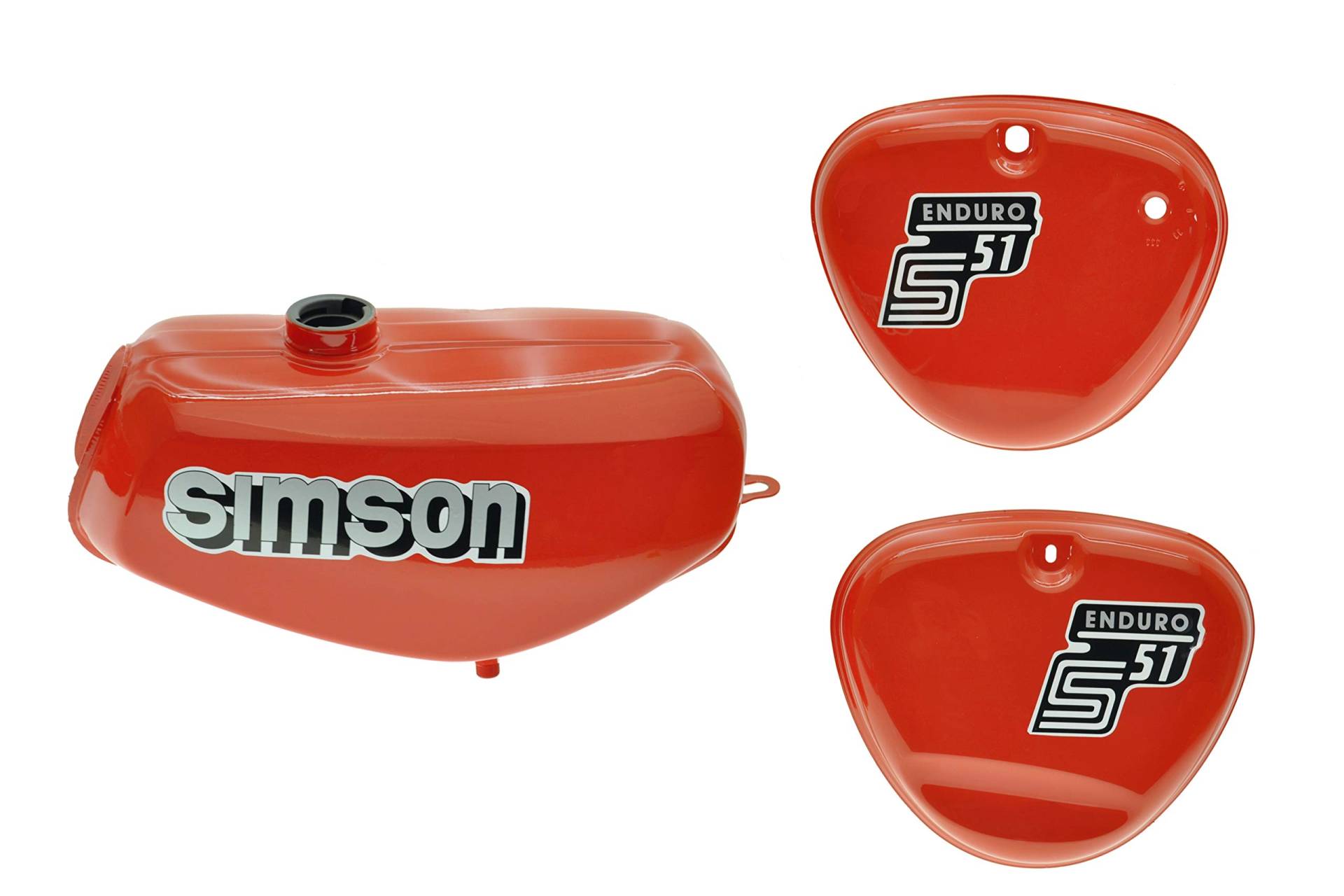 Tank Set mit Seitendeckel S51E Enduro Flammrot versiegelt mit Aufkleber Simson Tank Set mit Seitendeckel S51E Enduro Flammrot versiegelt mit Aufkleber Simson von Ost2rad