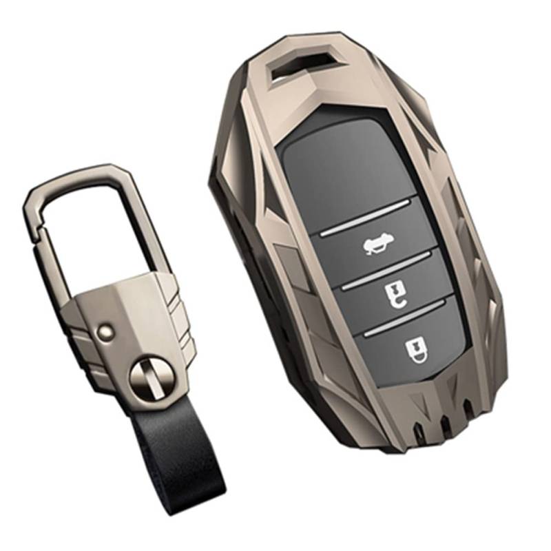 Otai Zinklegierung + TPU + Leder Autoschlüssel Hüllen für Toyota Prius Camry Corolla CHR RAV4 Prado 2016-2021 Fernbedienung Shell 2 3 Tasten (Matt) von UNGROL