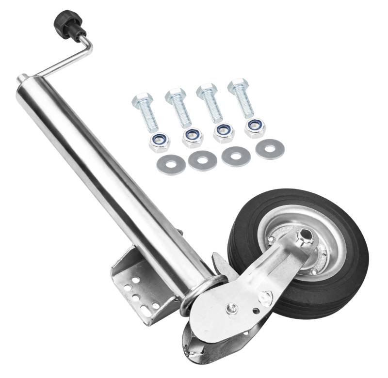 Anhänger Stützrad Automatik 60 mm klappbar | Stützlast 400 kg mit Montiersatz | Hochleistungs Stützrad für Trailer und PKW Anhänger, Robustes und Verstellbares Stützrad von otgerlensker products