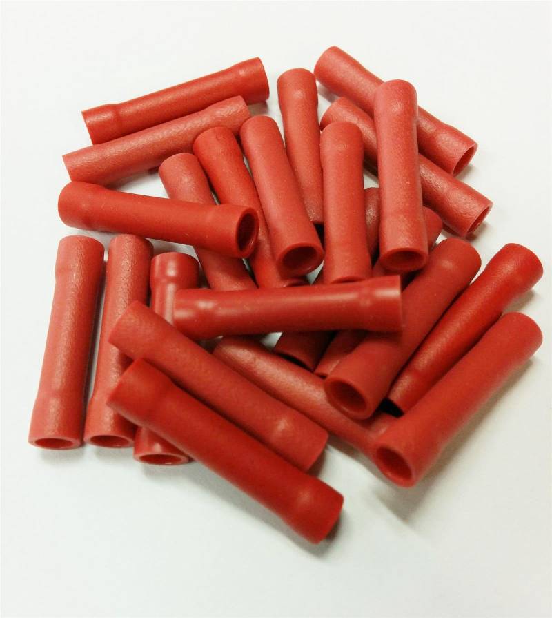 20x Red Insulated Straight Butt Connector Electrical Crimp Terminals For Cable von Other