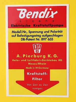 BENDIX Vintage-stil Benzinpumpe Sticker Aufkleber, früh PORSCHE 911, 356, 912 von Other