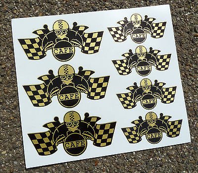CAFE RACER Karierte Flagge Helm-satz sticker aufkleber GOLD von Other