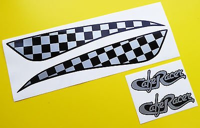 Other Cafe Racer Stil Silber SCHACHBRETTMUSTER Tank Aufkleber Sticker Set inklusive Logo von Other
