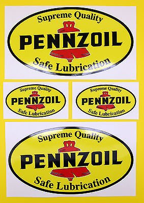 Klassisch Auto-ralley/Rennen PENNZOIL aufkleber set 2 große 2 kleine GLANZ LAMINIERT von Other