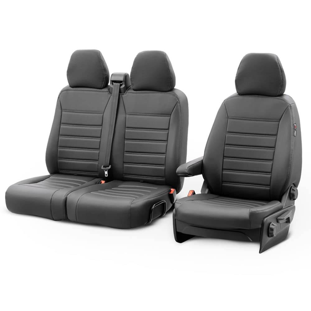 OtoM New York Design Kunstleder Sitzbezüge 2+1 kompatibel mit Renault Master/Opel Movano/Nissan NV400 2010-2019 (Geteilte Rückenlehne Sitzbank) von OtoM