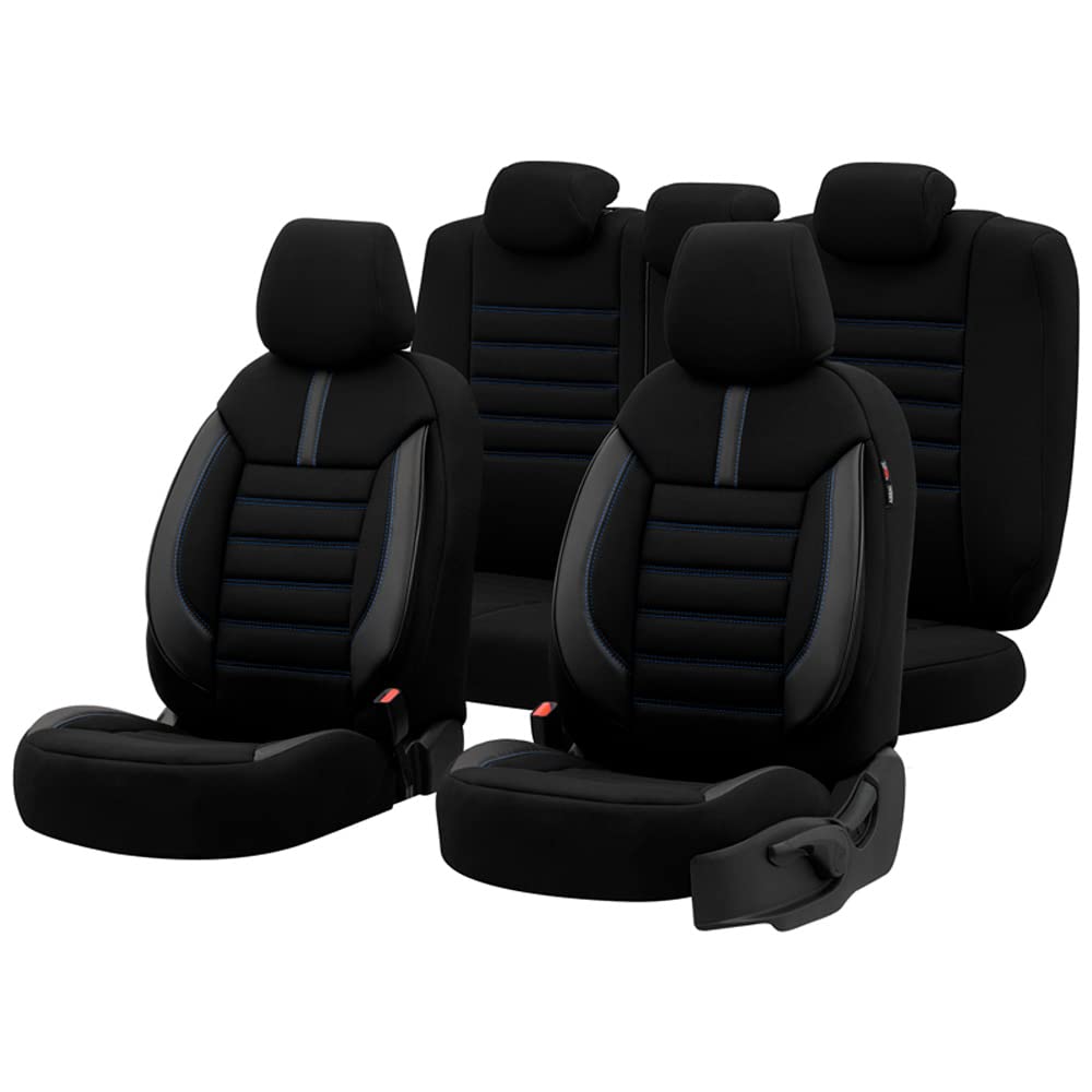 otoM Universelle Stoff/Leder Sitzbezüge 'Limited' Schwarz + Blaue Nähten- 11-Teilig- - kompatibel mit Side-Airbags otoM Universelle Stoff/Leder Sitzbezüge 'Limited' Schwarz + Blaue Nähten- 11-Teilig- - kompatibel mit Side-Airbags von OtoM